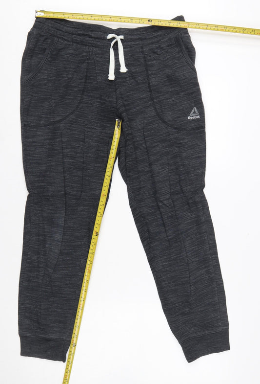 Reebok Womens Black Jogger Sweatpants M Cotton Blend Fleece