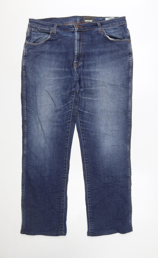 Wrangler Men's Blue 36x32 Straight Fit Texas Stretch Jeans
