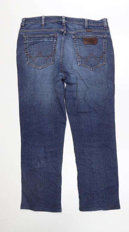Wrangler Men's Blue 36x32 Straight Fit Texas Stretch Jeans