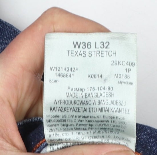 Wrangler Men's Blue 36x32 Straight Fit Texas Stretch Jeans