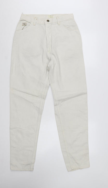 Wrangler Women Ivory High Waist Tapered Jeans Size 10 Regular