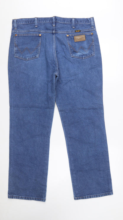 Wrangler Men's Blue Regular Fit Straight Leg Denim Jeans 36x30