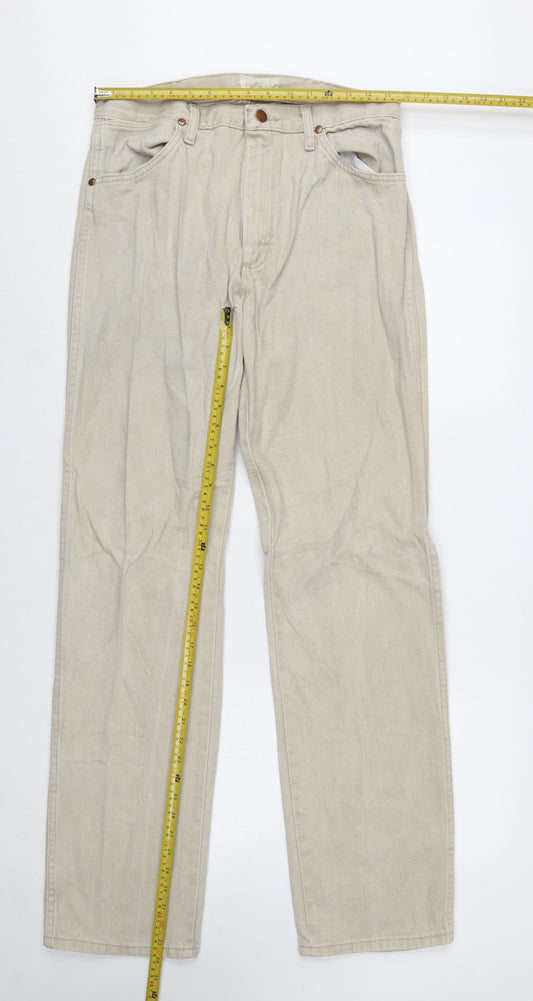 Wrangler Men's Beige Straight Leg Regular Fit 33x34 Jeans