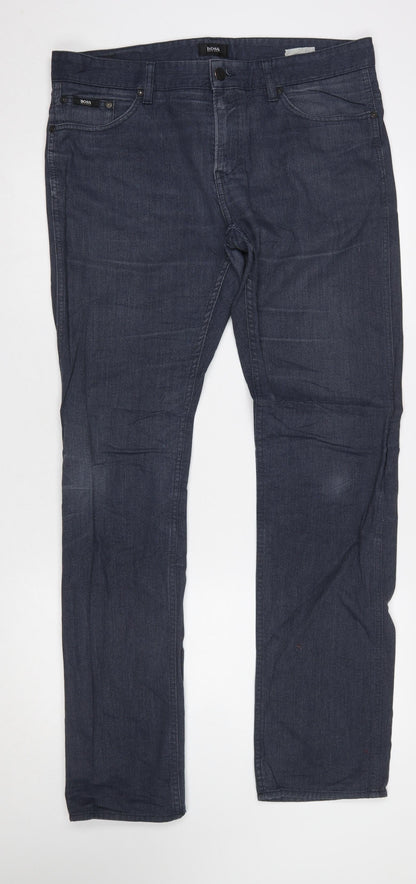 Hugo Boss Men's Blue Straight Fit Stretch Denim Jeans 34/34