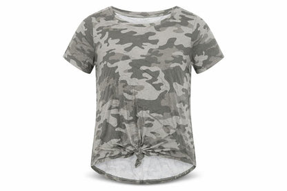 Paisley Sky Women's Green Camouflage Knot Hem Maternity T-Shirt - Size M
