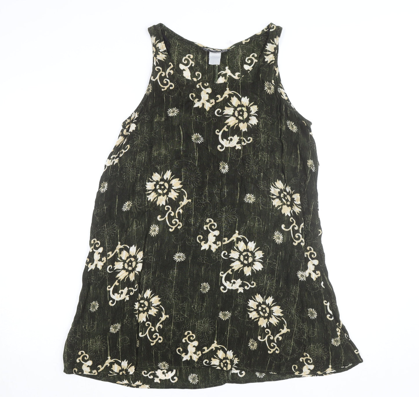 All That Jazz Womens Green Floral Bohemian Sleeveless Tunic Top M