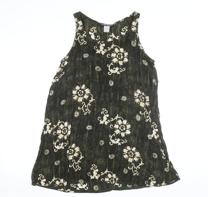 All That Jazz Womens Green Floral Bohemian Sleeveless Tunic Top M