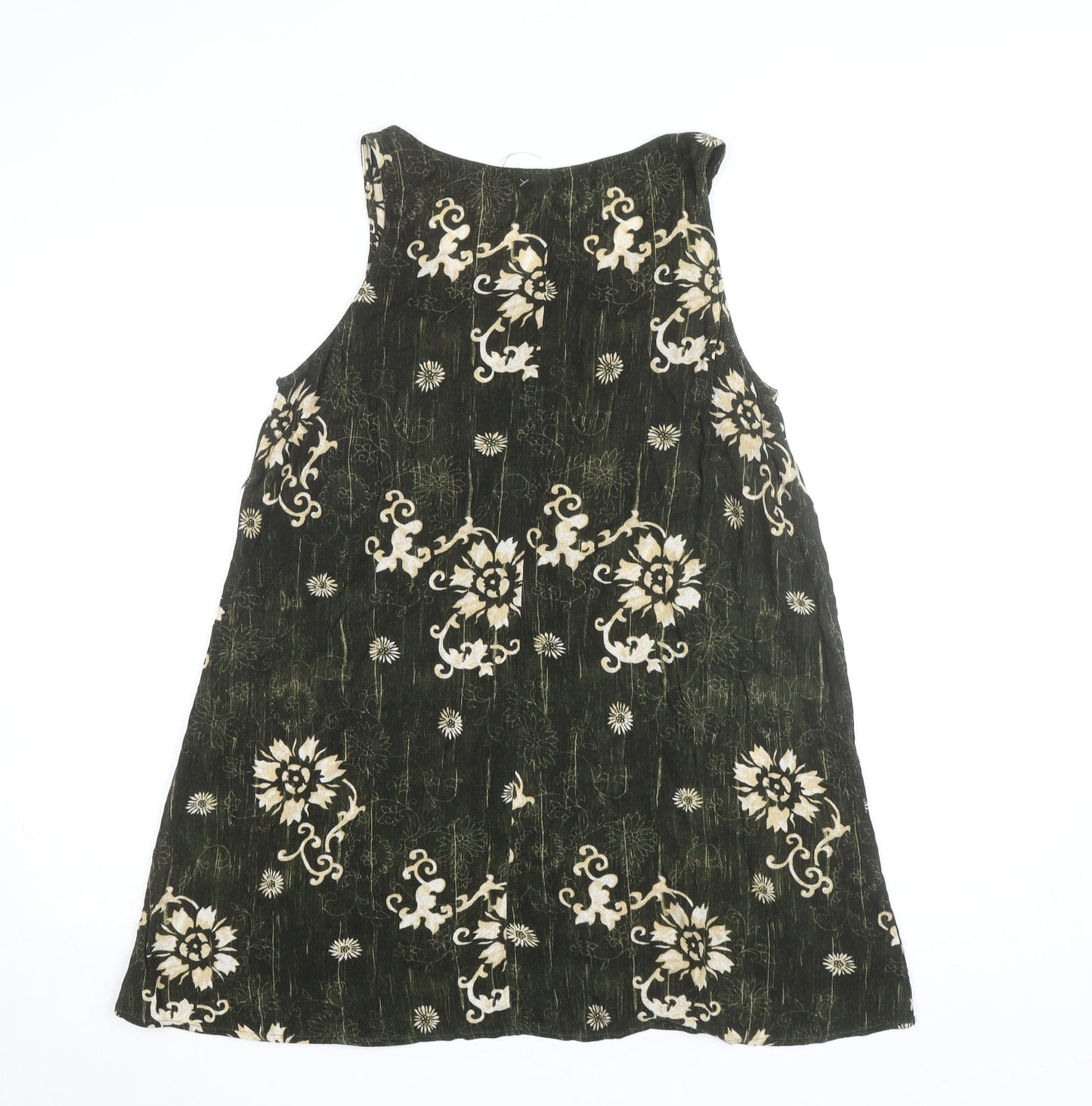 All That Jazz Womens Green Floral Bohemian Sleeveless Tunic Top M