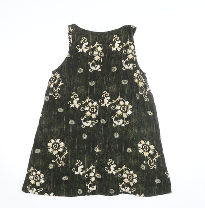 All That Jazz Womens Green Floral Bohemian Sleeveless Tunic Top M