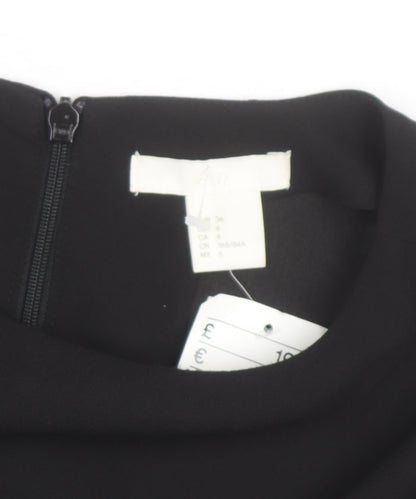 H&M Women’s Black Shift Dress Size 8 Long Sleeve Classic Workwear