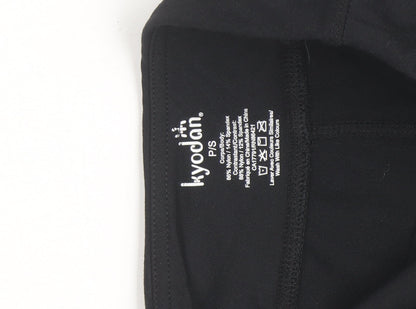 Kyodan Womens Black Small Leggings Reflective Zip Pocket Activewear