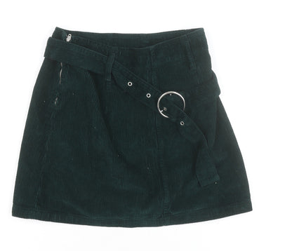 Denim Co. Women's Green Corduroy A-Line Short Skirt Size 10