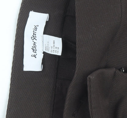 & Other Stories Women Brown 14 Straight Leg Polyester Blend Work Trousers