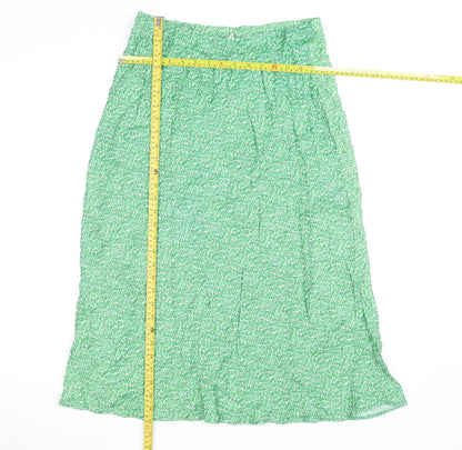 Gallery Women’s Green Floral Midi A-Line Skirt Size 12 Viscose