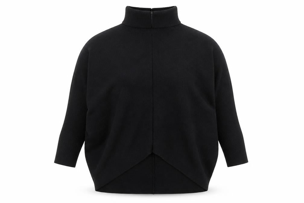 Blue Vanilla Women's Black Roll Neck Relaxed Fit Knit Jumper One Size