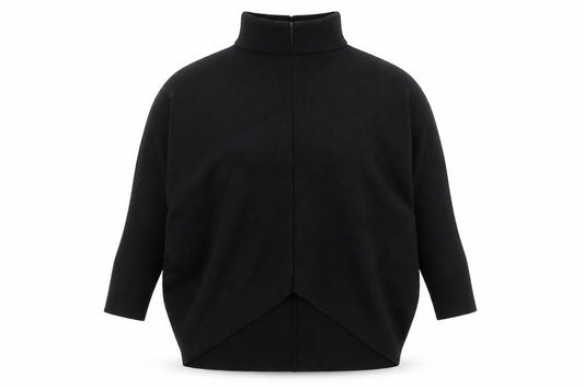 Blue Vanilla Women's Black Roll Neck Relaxed Fit Knit Jumper One Size