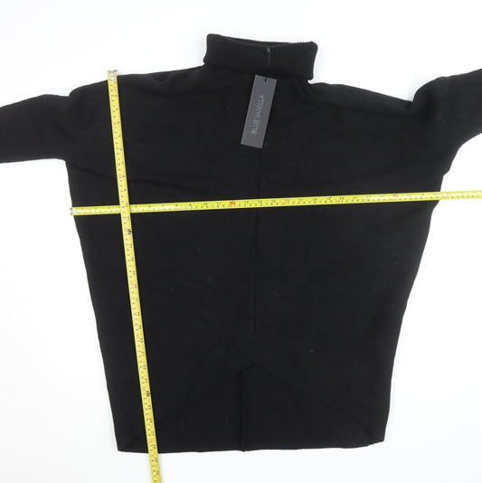 Blue Vanilla Women's Black Roll Neck Relaxed Fit Knit Jumper One Size