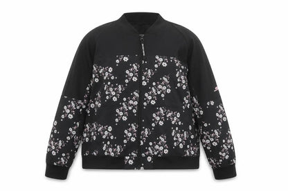 Skechers Womens Black Floral 2XL Track Jacket Full Zip Lightweight