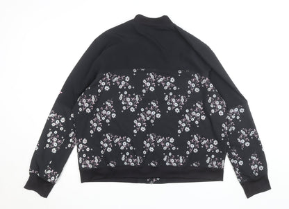 Skechers Womens Black Floral 2XL Track Jacket Full Zip Lightweight
