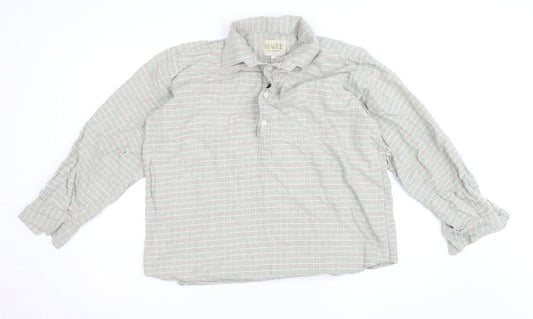 Magee Men’s Beige Check Cotton Long Sleeve Casual Shirt Size 40