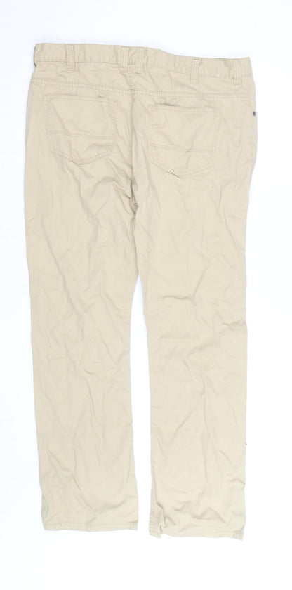 Denim Co. Men's Beige Chino Trousers 35W 32L Cotton Straight Fit