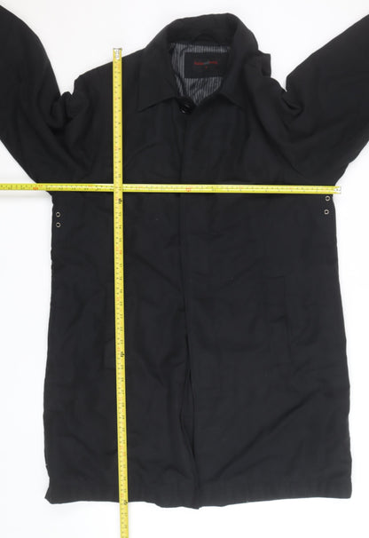 Butler and Webb Men's Black Cotton Blend Long Overcoat S