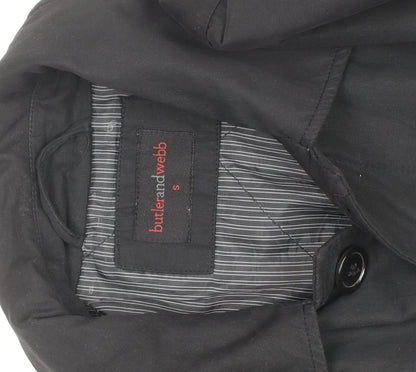 Butler and Webb Men's Black Cotton Blend Long Overcoat S