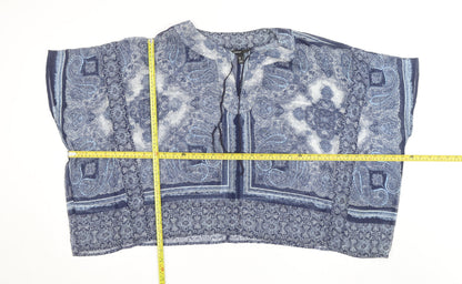 Mango Women’s Blue Paisley Sheer Viscose Tunic Blouse Size M