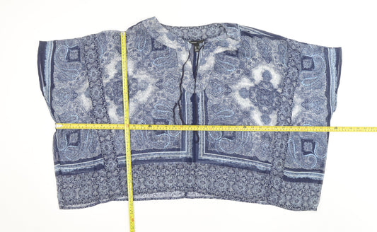Mango Women’s Blue Paisley Sheer Viscose Tunic Blouse Size M