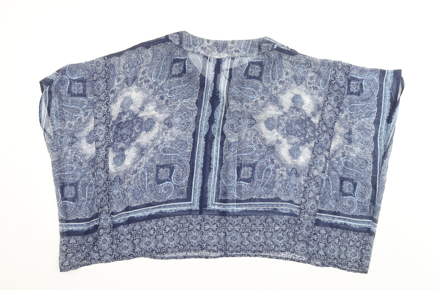 Mango Women’s Blue Paisley Sheer Viscose Tunic Blouse Size M