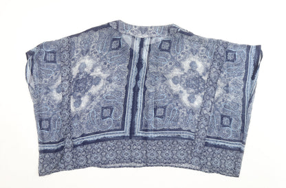 Mango Women’s Blue Paisley Sheer Viscose Tunic Blouse Size M