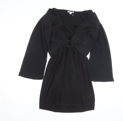 Topshop Women's Black Wrap Chiffon Blouse Size 8