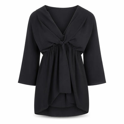 Topshop Women's Black Wrap Chiffon Blouse Size 8