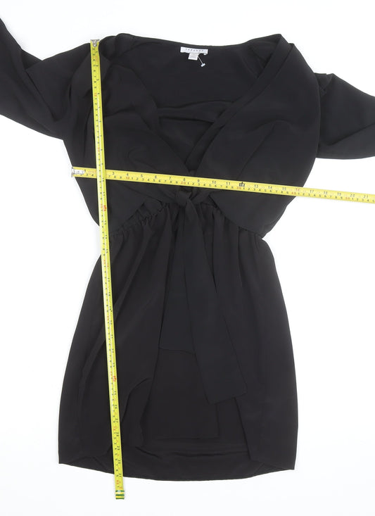 Topshop Women's Black Wrap Chiffon Blouse Size 8