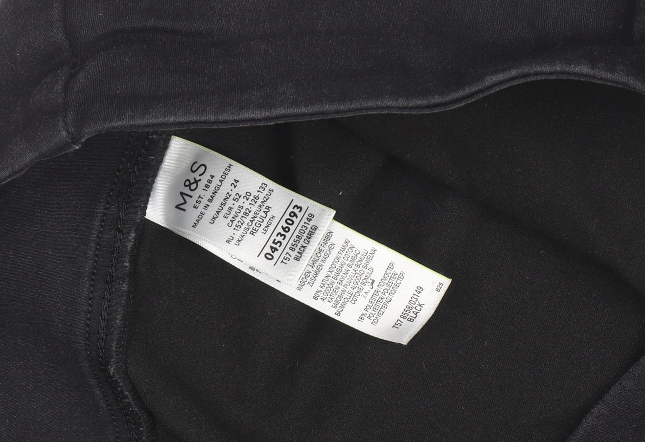 Marks and Spencer Women's Black Plus Size Jeggings 24 Stretch High Rise