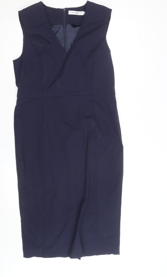 Lennon Courtney Women Blue Size 14 Sleeveless Sheath Work Dress