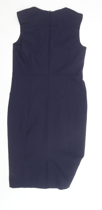 Lennon Courtney Women Blue Size 14 Sleeveless Sheath Work Dress