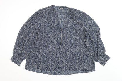 Dunnes Women’s Blue Geometric Long Sleeve Tunic Blouse Size XL