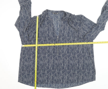 Dunnes Women’s Blue Geometric Long Sleeve Tunic Blouse Size XL