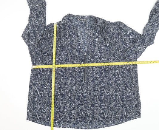 Dunnes Women’s Blue Geometric Long Sleeve Tunic Blouse Size XL