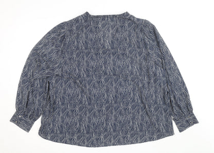 Dunnes Women’s Blue Geometric Long Sleeve Tunic Blouse Size XL