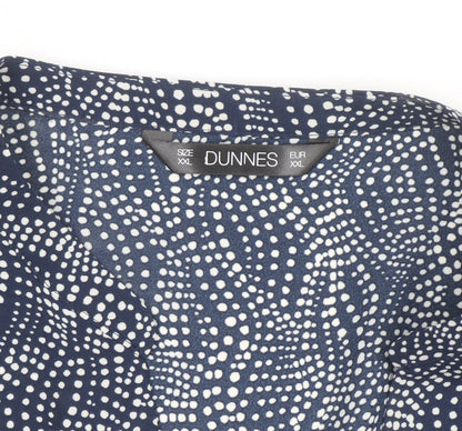 Dunnes Women’s Blue Geometric Long Sleeve Tunic Blouse Size XL