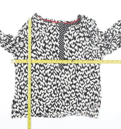 Street One Womens Black Animal Print Long Sleeve Tunic Blouse Size M