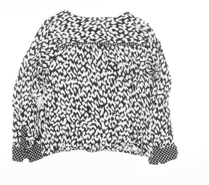 Street One Womens Black Animal Print Long Sleeve Tunic Blouse Size M