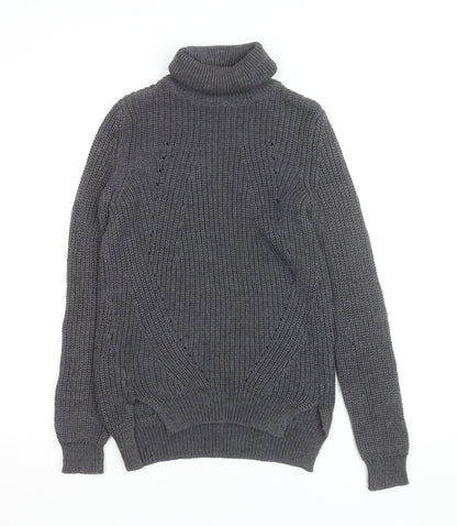 Noisy May Women Grey Roll Neck Chunky Knit Jumper Size S