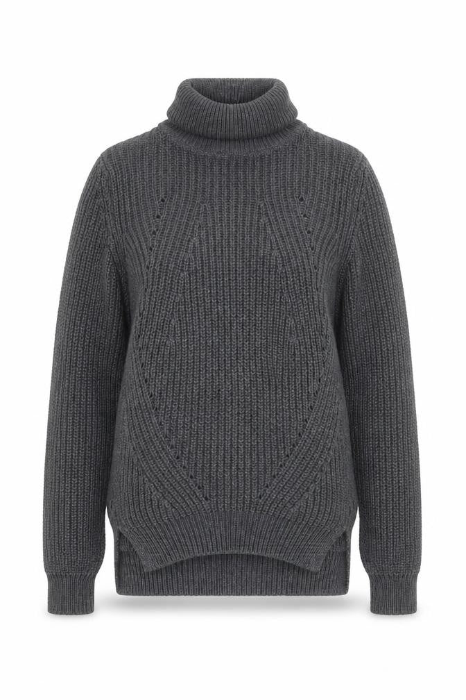 Noisy May Women Grey Roll Neck Chunky Knit Jumper Size S
