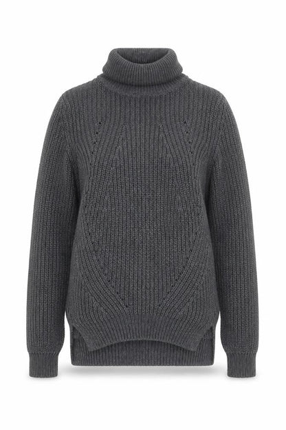 Noisy May Women Grey Roll Neck Chunky Knit Jumper Size S