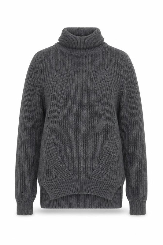 Noisy May Women Grey Roll Neck Chunky Knit Jumper Size S