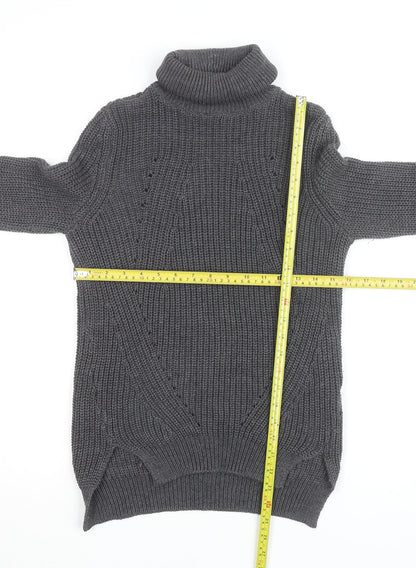 Noisy May Women Grey Roll Neck Chunky Knit Jumper Size S