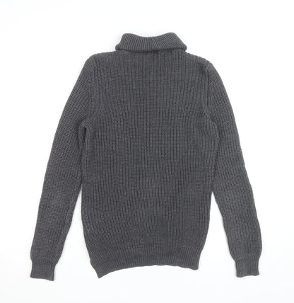 Noisy May Women Grey Roll Neck Chunky Knit Jumper Size S
